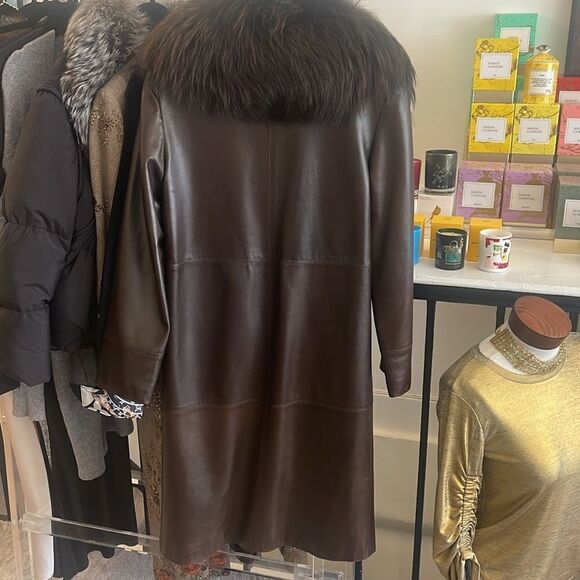 HETTABRETZ LEATHER AND FUR COAT NWOT SIZE 42 - Picture 5 of 6